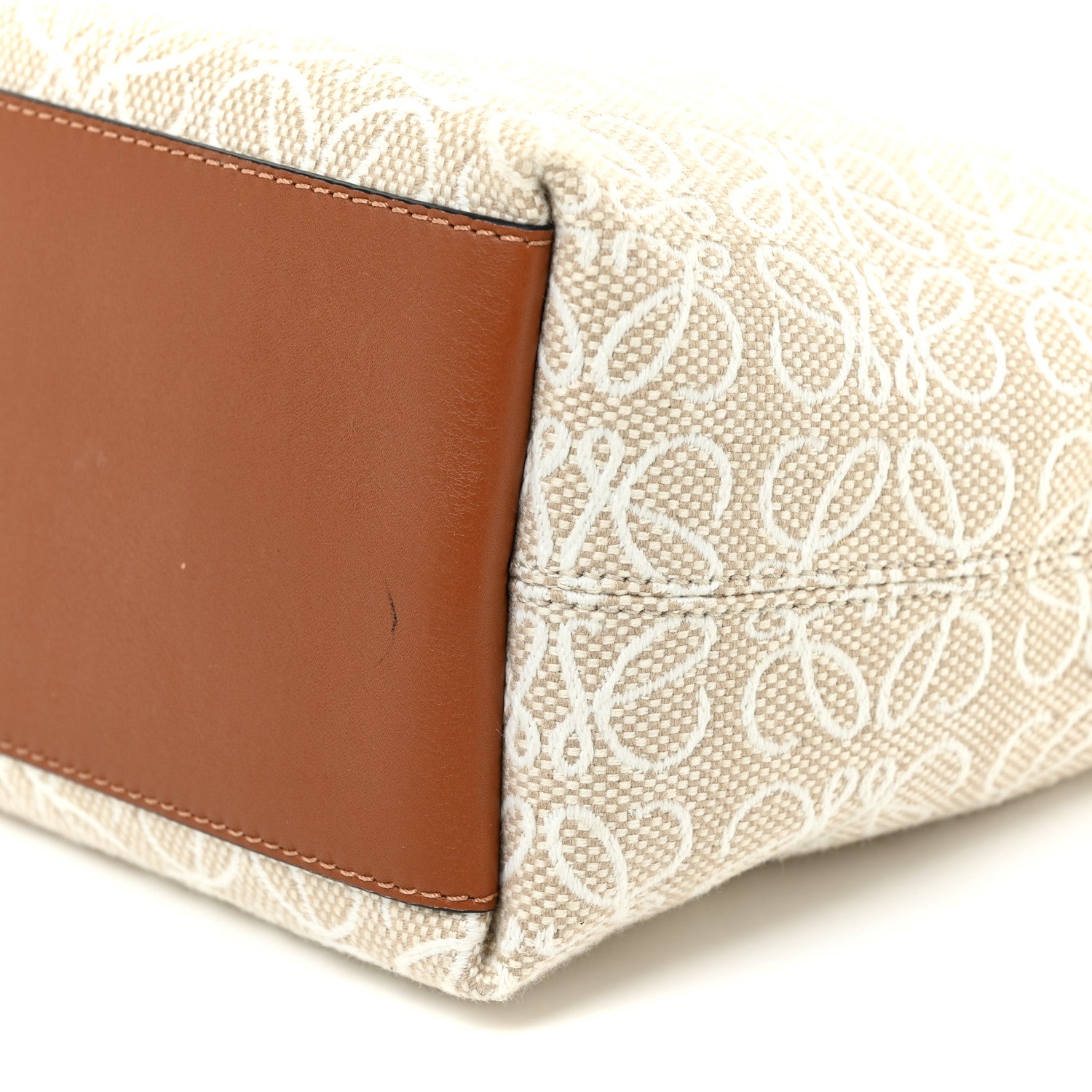 Loewe Jacquard Anagram Calfskin Small Cubi Bag Ecru Tan 9 of 17