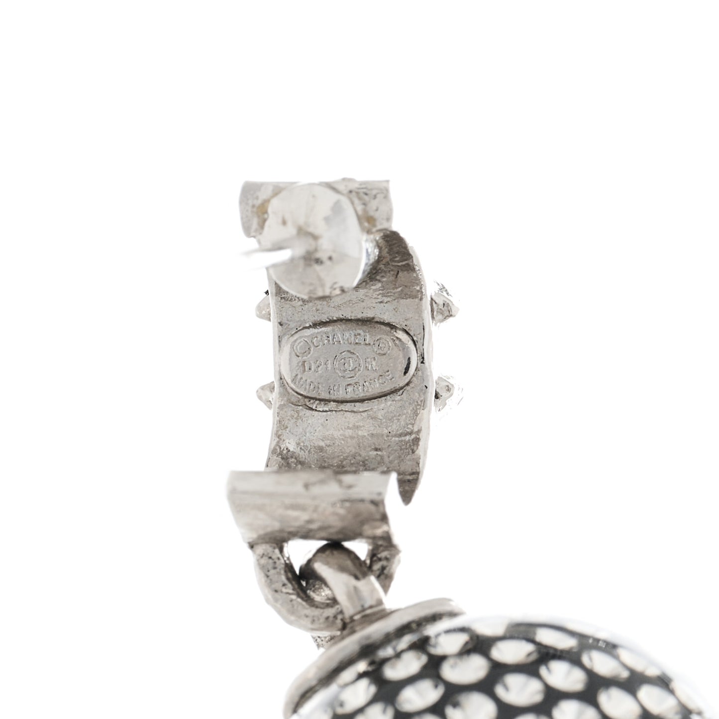 Resin Crystal CC Ball Drop Earrings Silver