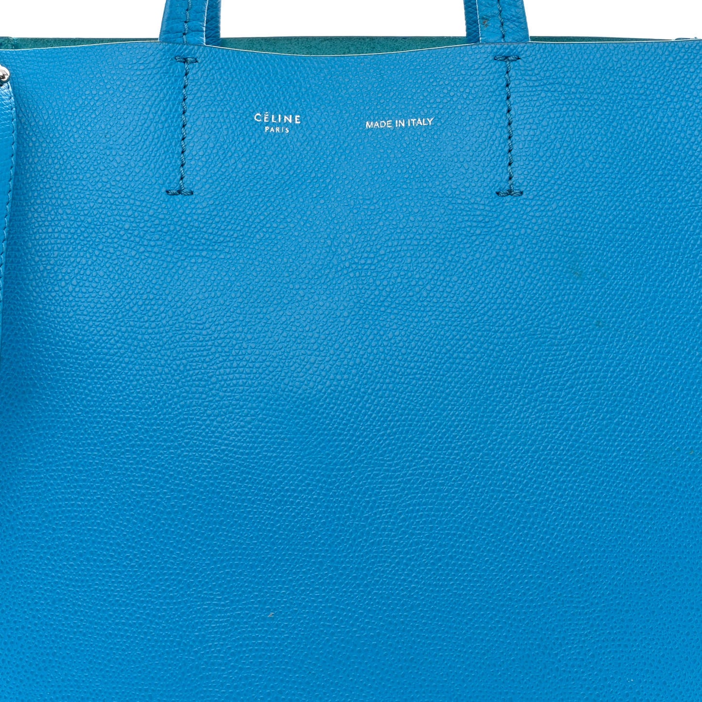 Grained Calfskin Small Vertical Cabas Turquoise