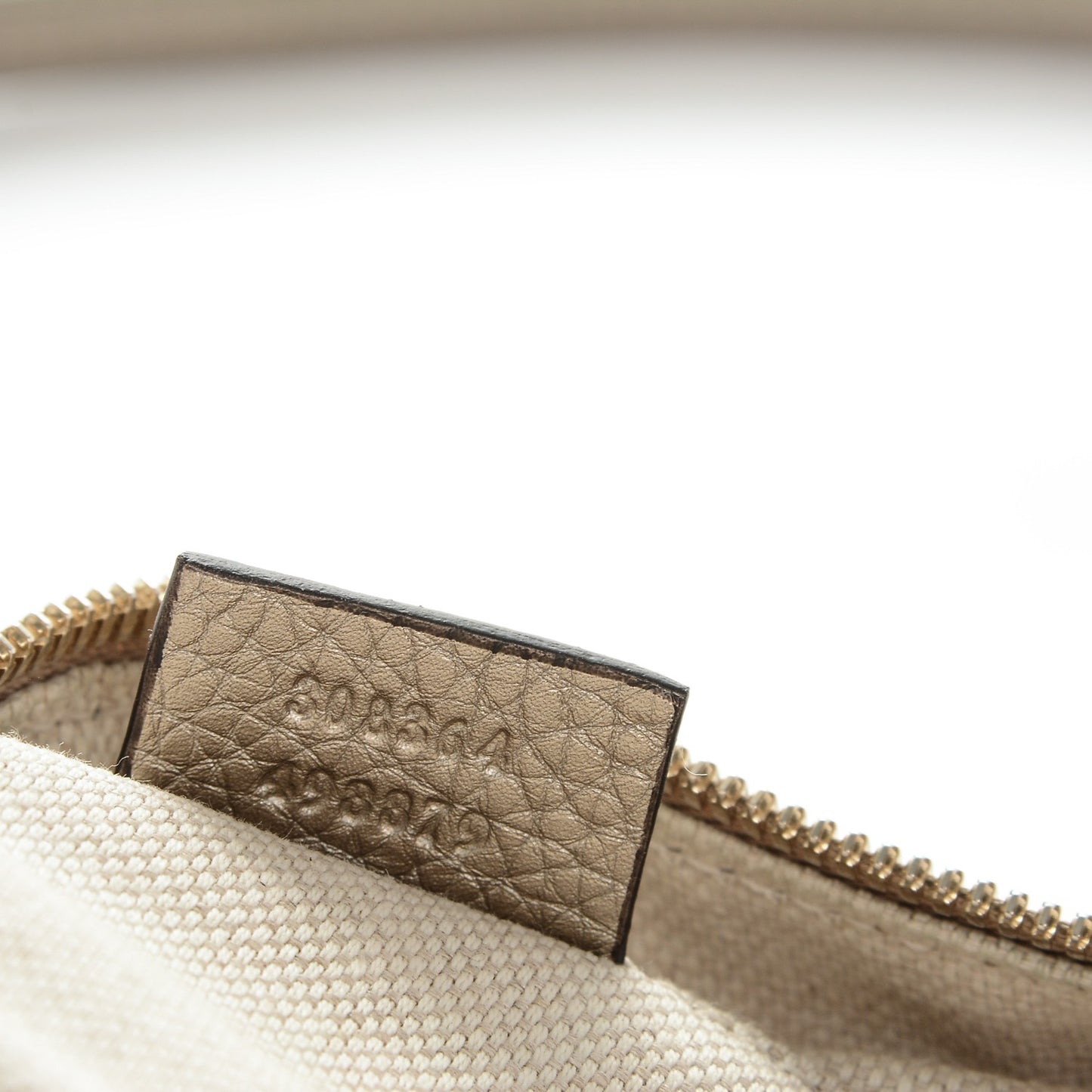 Metallic Pebbled Calfskin Small Soho Disco Bag Golden Beige