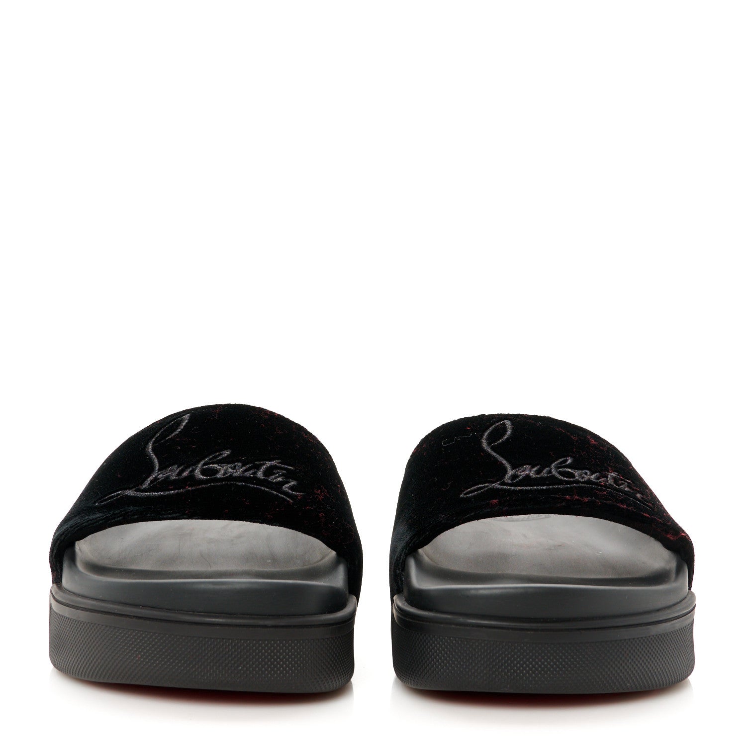 Christian Louboutin Suede Womens Navy Pool Donna Flat Slide Sandals 37 Black 3 of 10