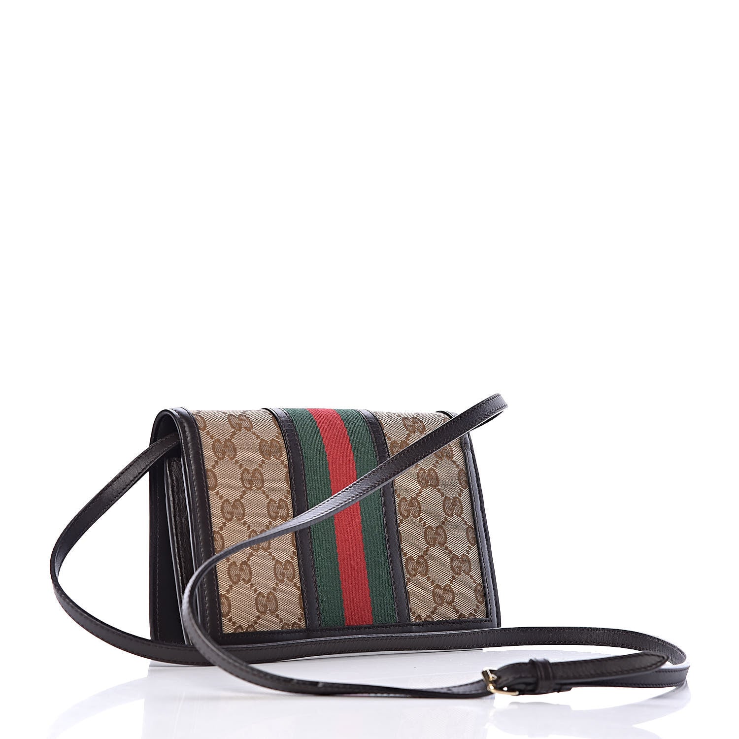 Gucci Monogram Web Strap Wallet Dark Brown 3 of 12