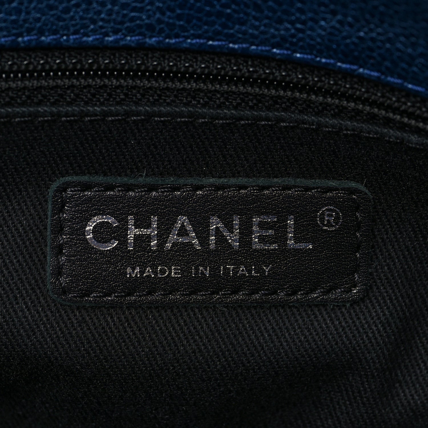 Chanel Iridescent Caviar Quilted Chic Shopping Tote Dark Blue 6 of 7