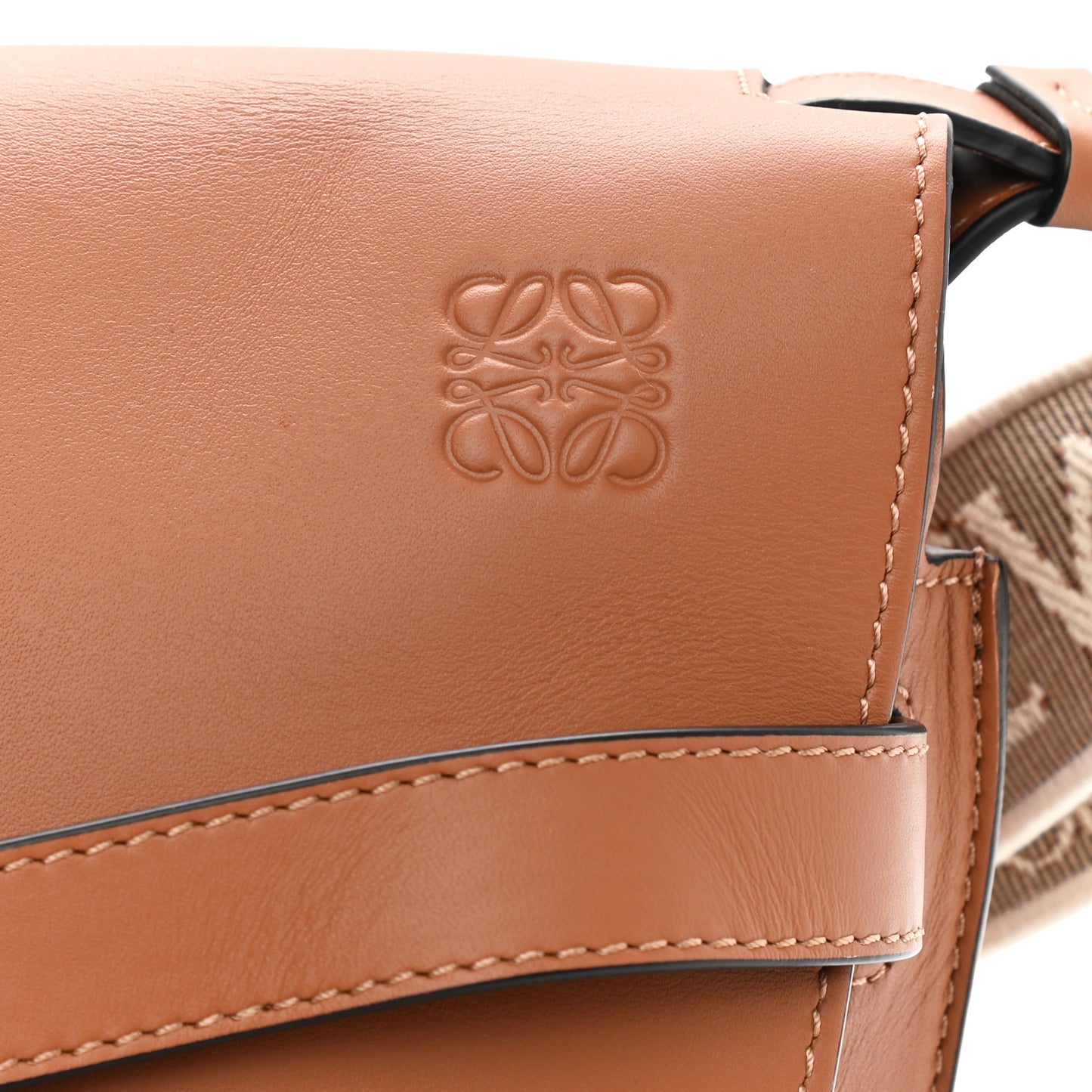Calfskin Jacquard Medium Gate Dual Bag Tan