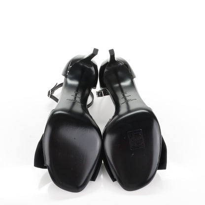 Saint Laurent Patent Calfskin Jane Bow 80 Ankle Strap Sandals 38 Black 5 of 7
