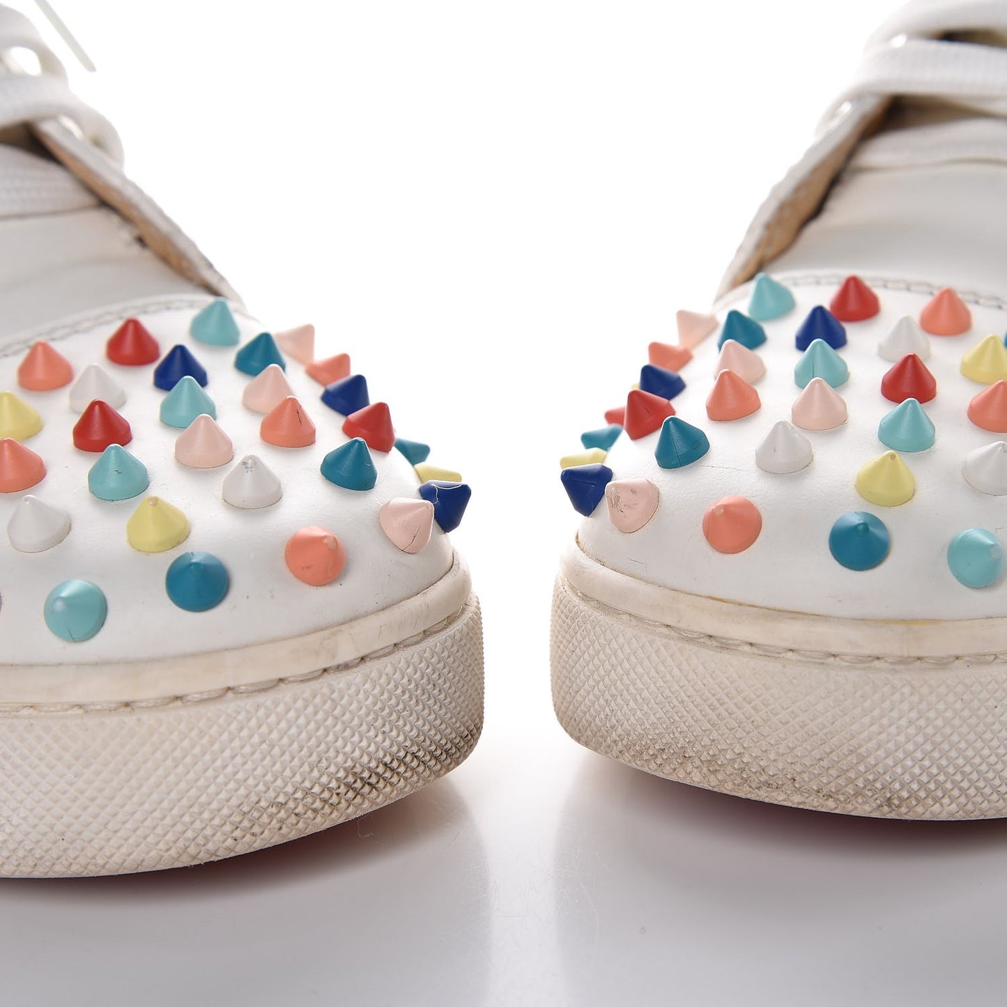 Calfskin Louis Spikes Flat Sneakers 40 White Multi