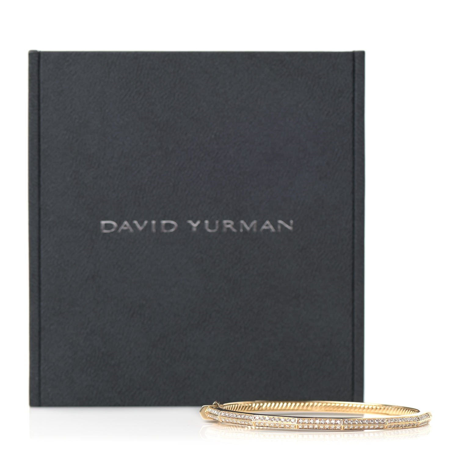 David Yurman 18K Yellow Gold Diamond 3mm Stax Single Row Faceted Bracelet 6 of 6