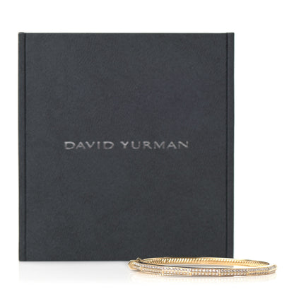 David Yurman 18K Yellow Gold Diamond 3mm Stax Single Row Faceted Bracelet 6 of 6