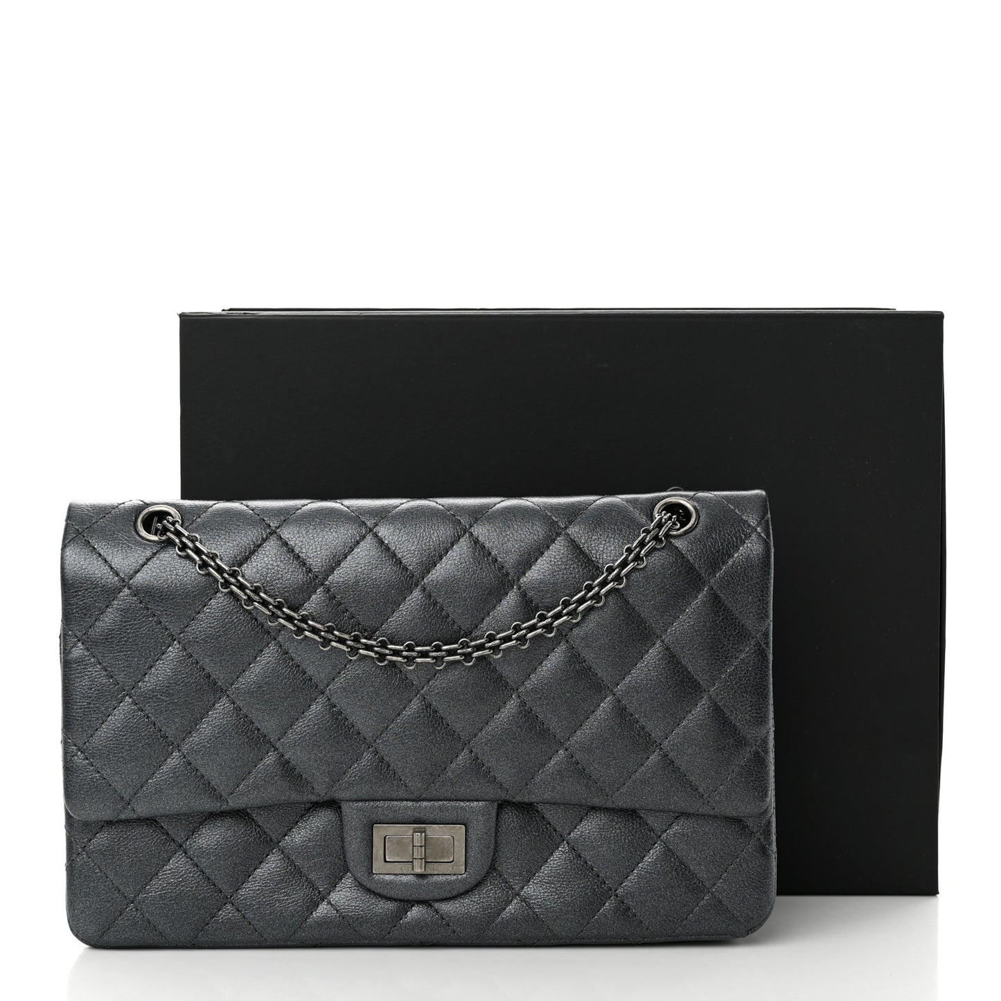 Metallic Calfskin Quilted 2.55 Reissue 227 Flap Charcoal