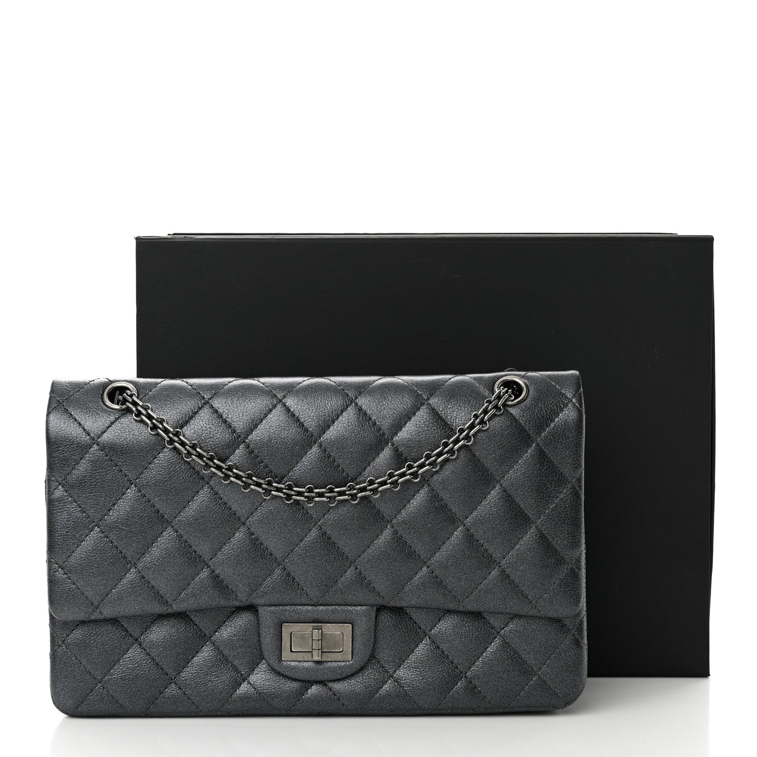 Chanel Metallic Calfskin Quilted 2.55 Reissue 227 Flap Charcoal 11 of 11