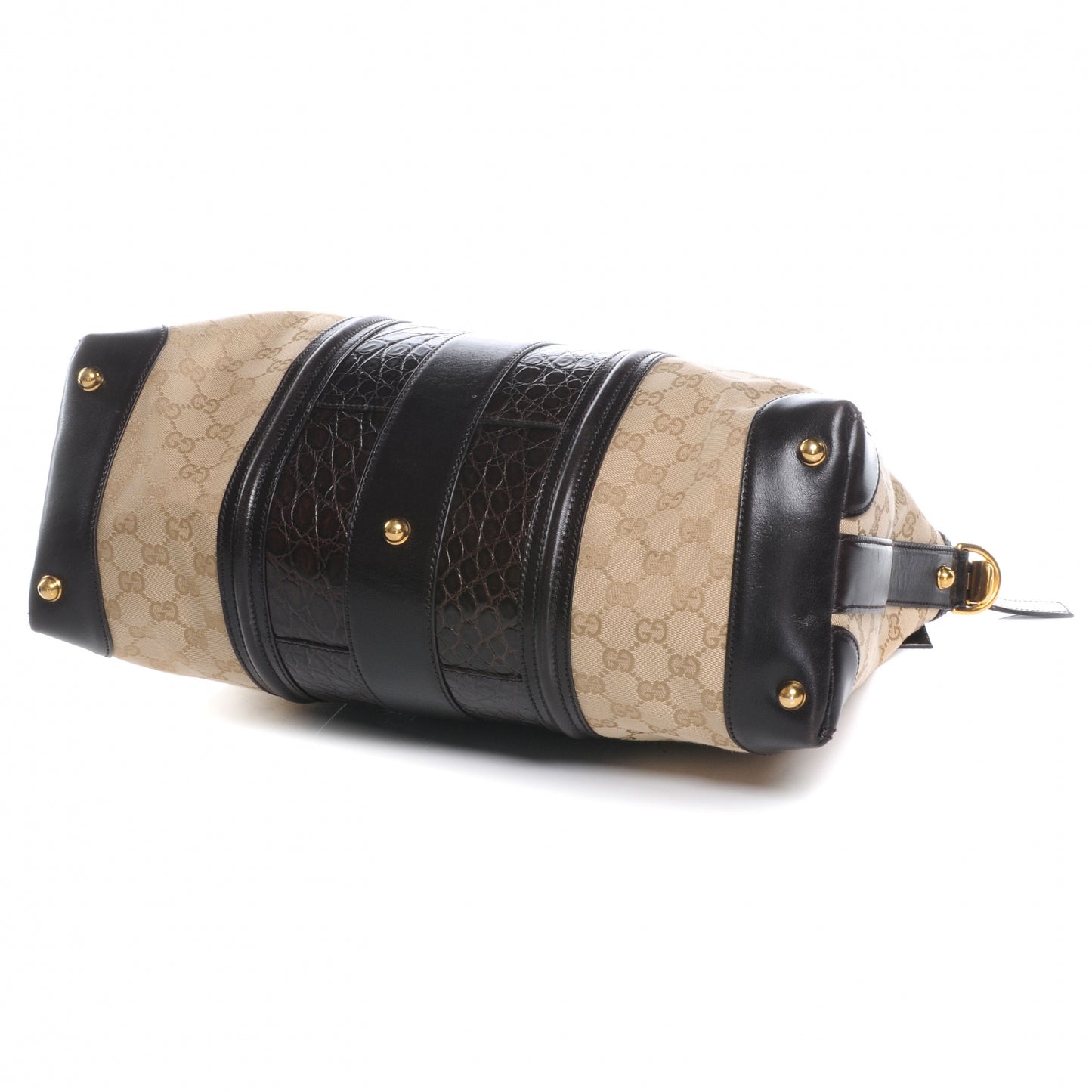 Monogram Crocodile Web Medium Secret Shoulder Bag Dark Brown