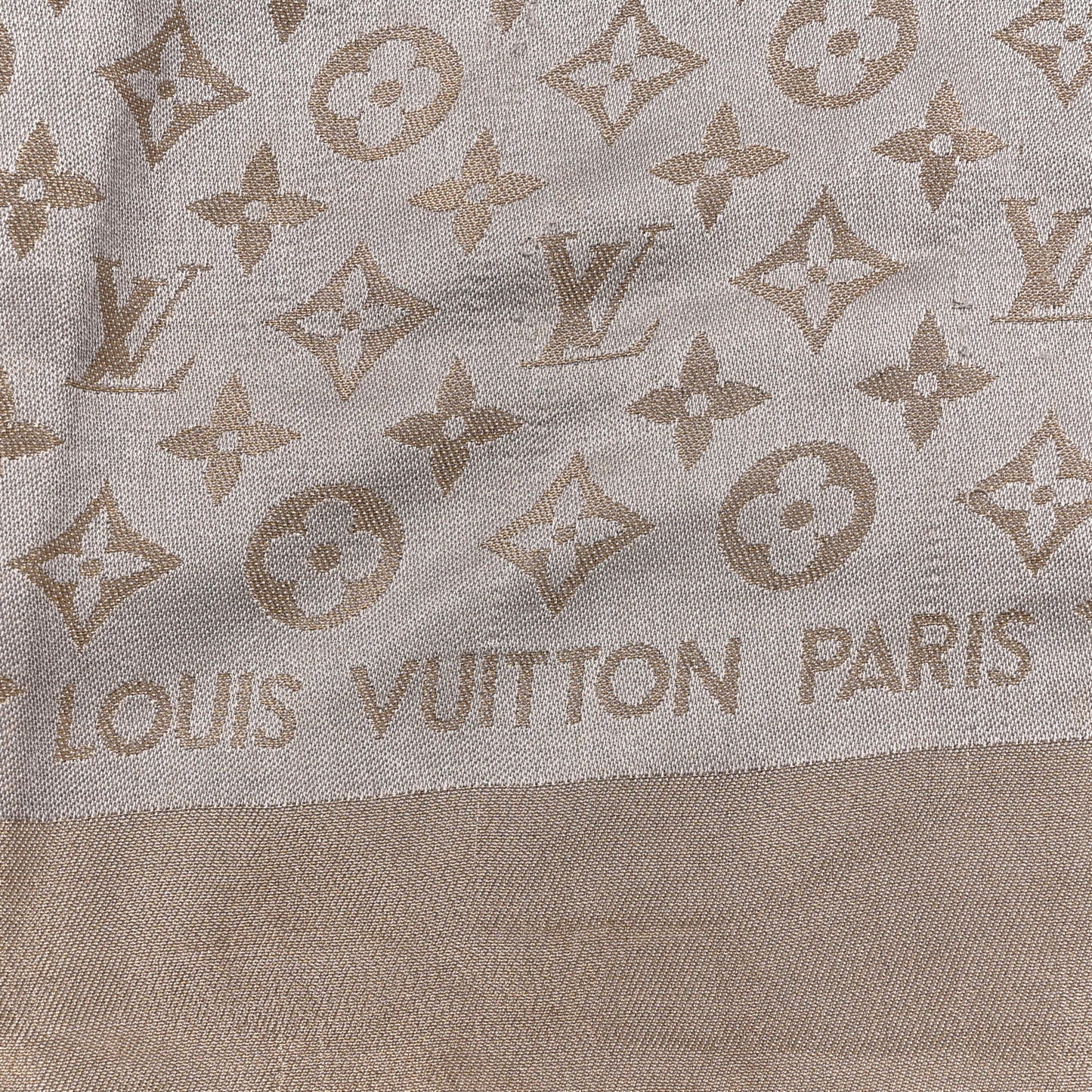 Silk Wool Monogram Shine Shawl Greige