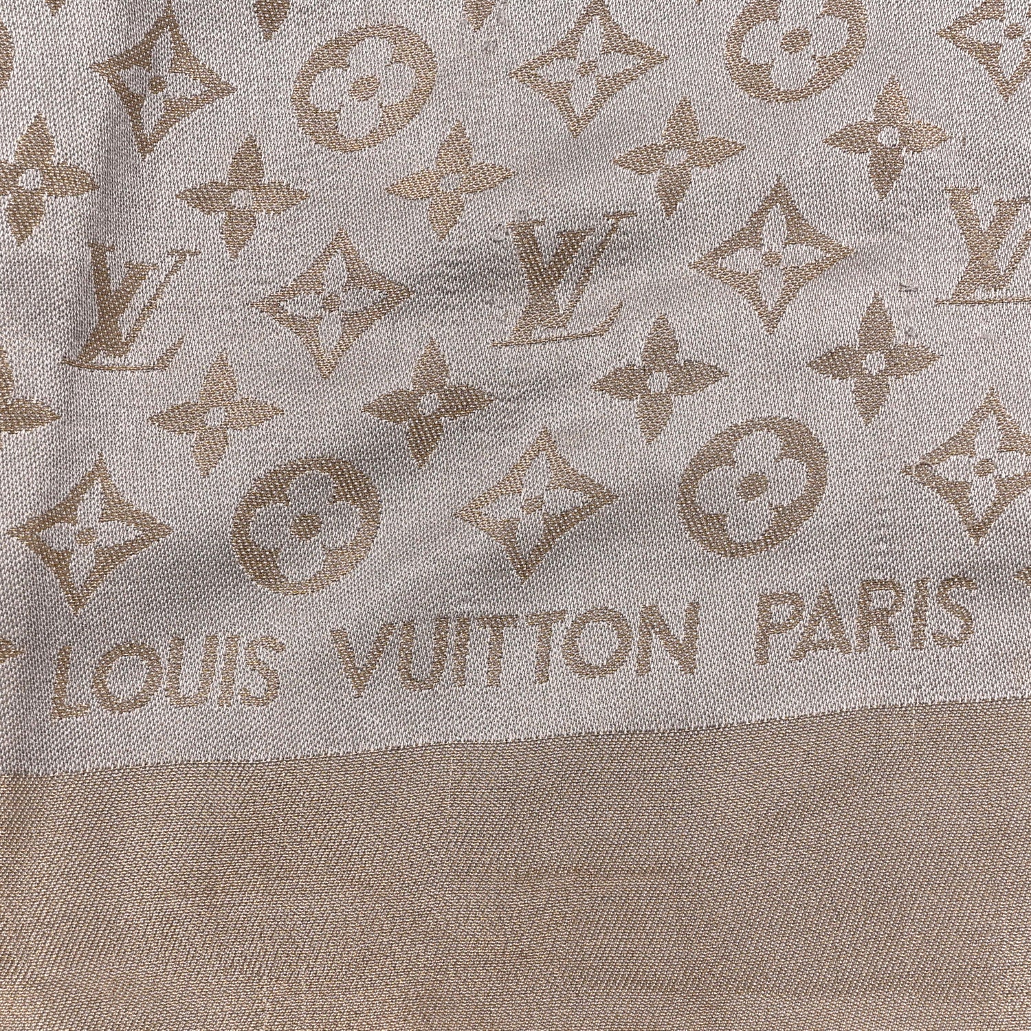 Louis Vuitton Silk Wool Monogram Shine Shawl Greige 4 of 5