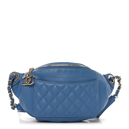 Chanel Lambskin Quilted Bi Waist Bag Pack Blue 1 of 10