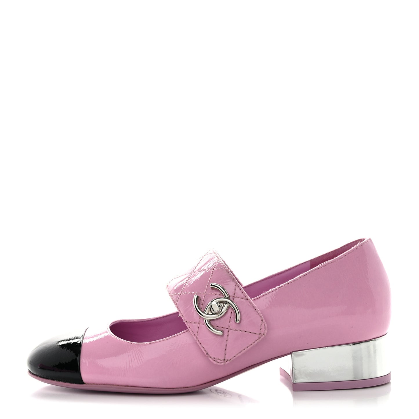 Patent Goatskin Cap Toe Mary Janes 35 Light Purple Black