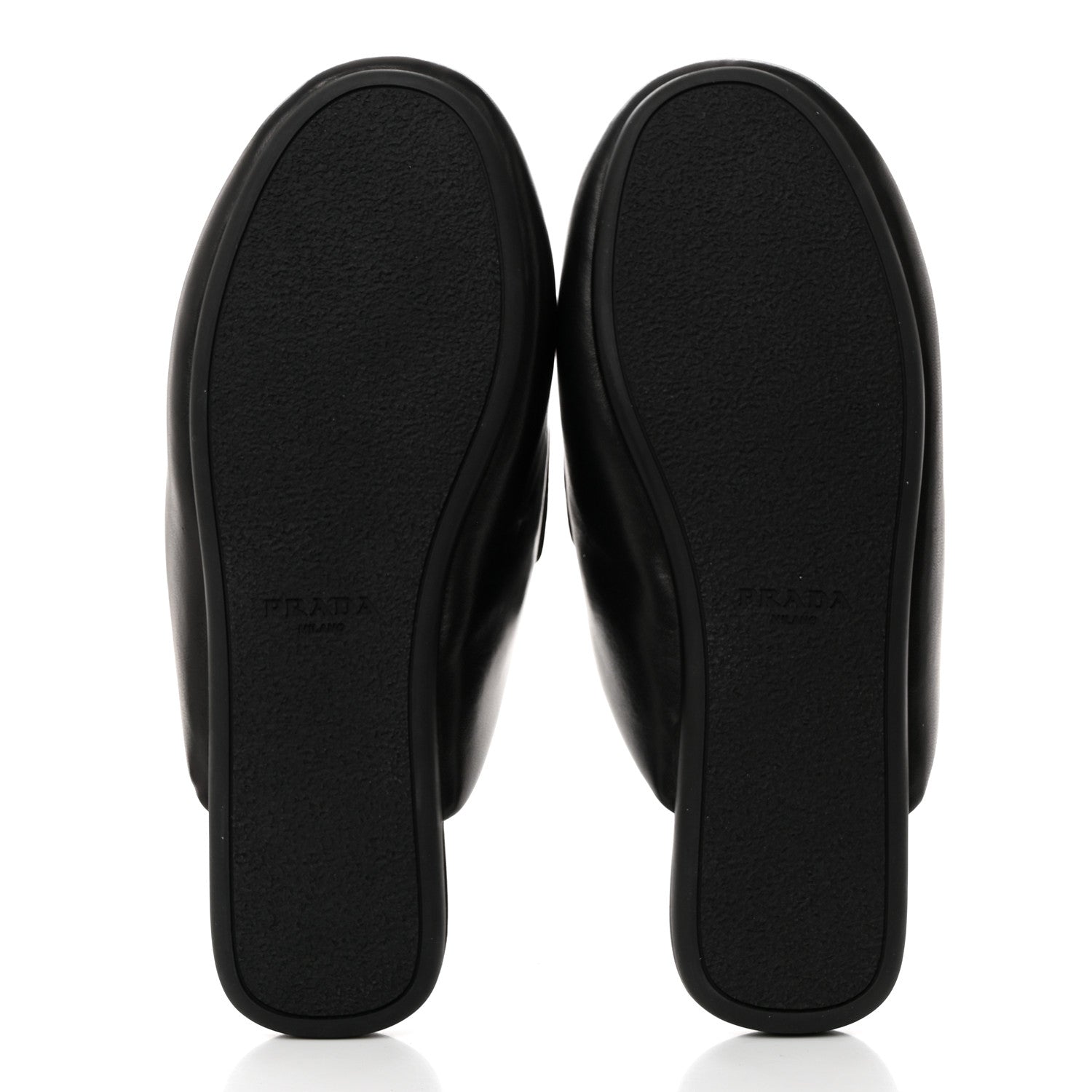 Prada Nappa Soft Padded Metal Triangle Logo Lug Sole 20mm Mules 36 Black 5 of 9