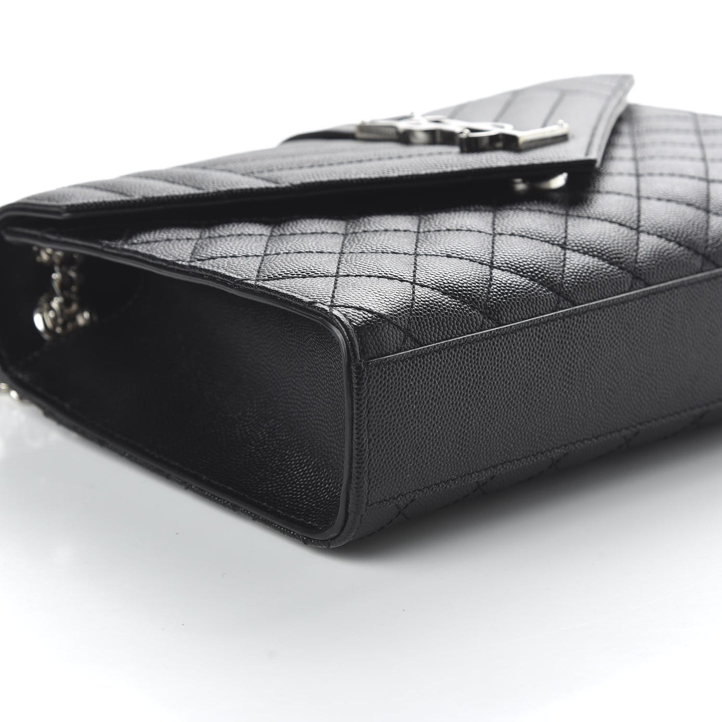 Grain De Poudre Textured Mixed Matelasse Triquilt Medium Monogram Satchel Black