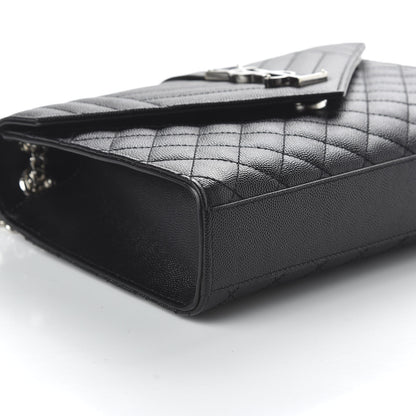 Saint Laurent Grain De Poudre Textured Mixed Matelasse Triquilt Medium Monogram Satchel Black 6 of 9