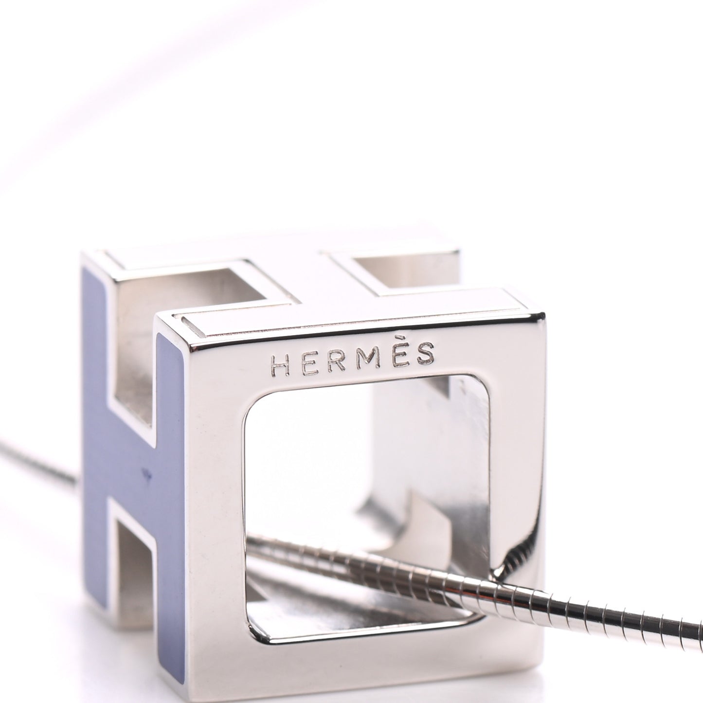 Lacquered Palladium Cage d'H Pendant Necklace Royal Bleu