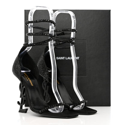 Saint Laurent Satin Crystal Opyum Sandals 37 Black 8 of 8