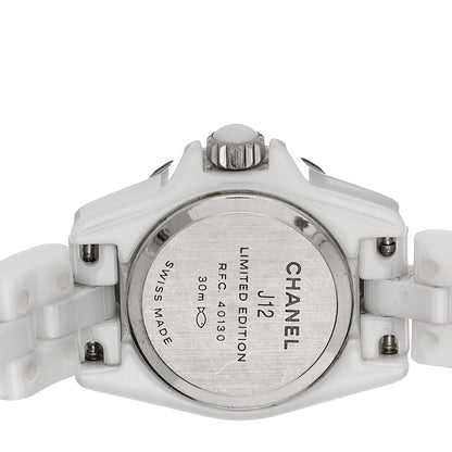 Chanel Stainless Steel Ceramic Pink Sapphire Mother of Pearl 19mm J12 Quartz Watch White 4 of 4