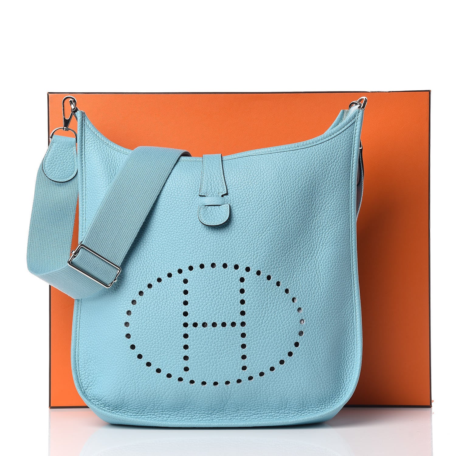 Hermes Taurillon Clemence Evelyne III GM Bleu Atoll 10 of 10