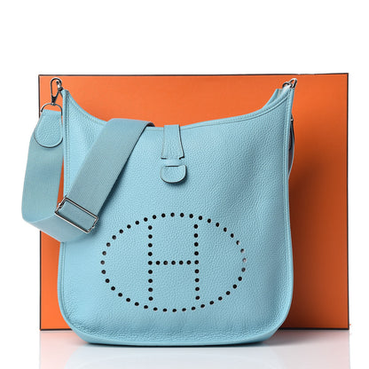 Hermes Taurillon Clemence Evelyne III GM Bleu Atoll 10 of 10