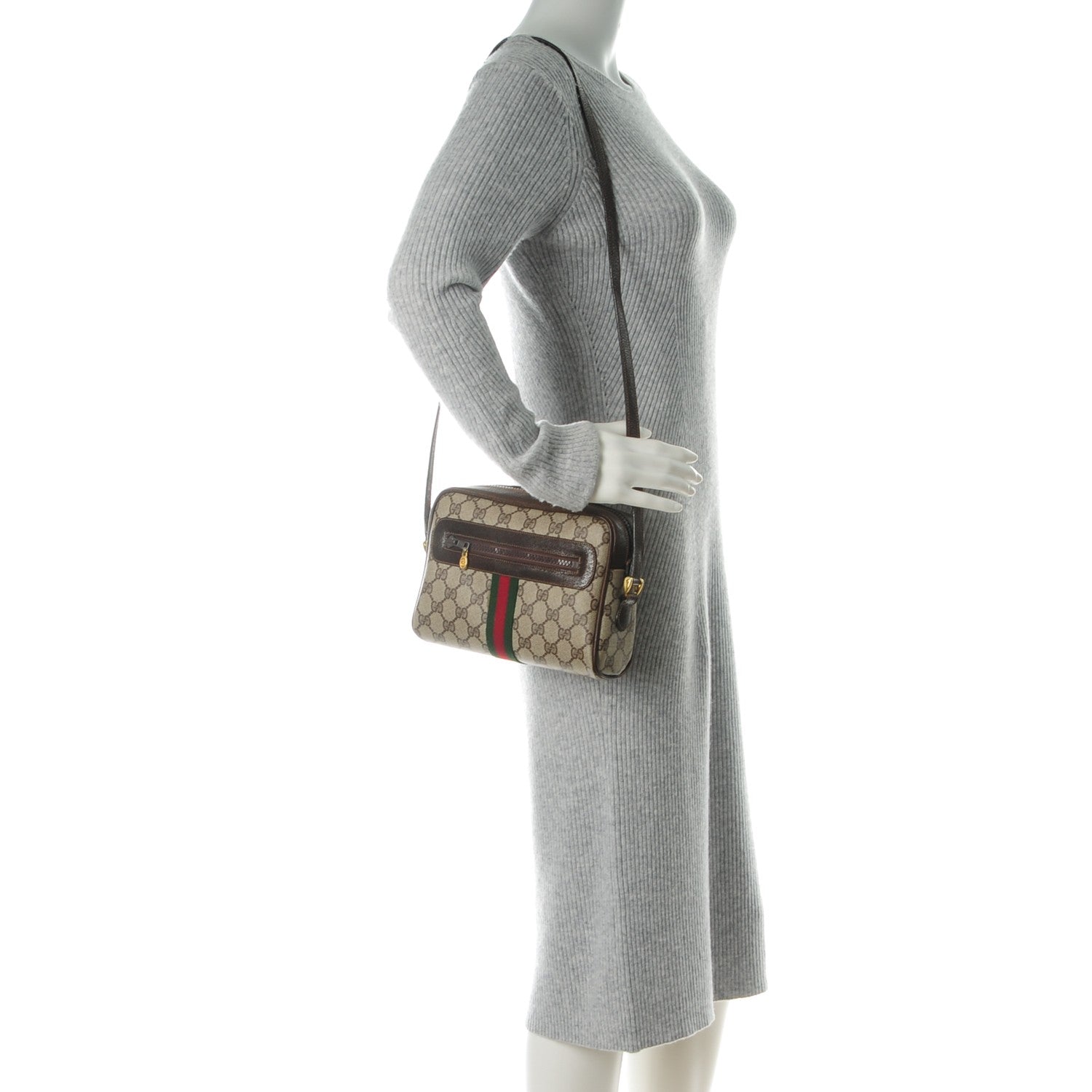 Gucci GG Plus Monogram Web Small Shoulder Bag Dark Brown 2 of 8