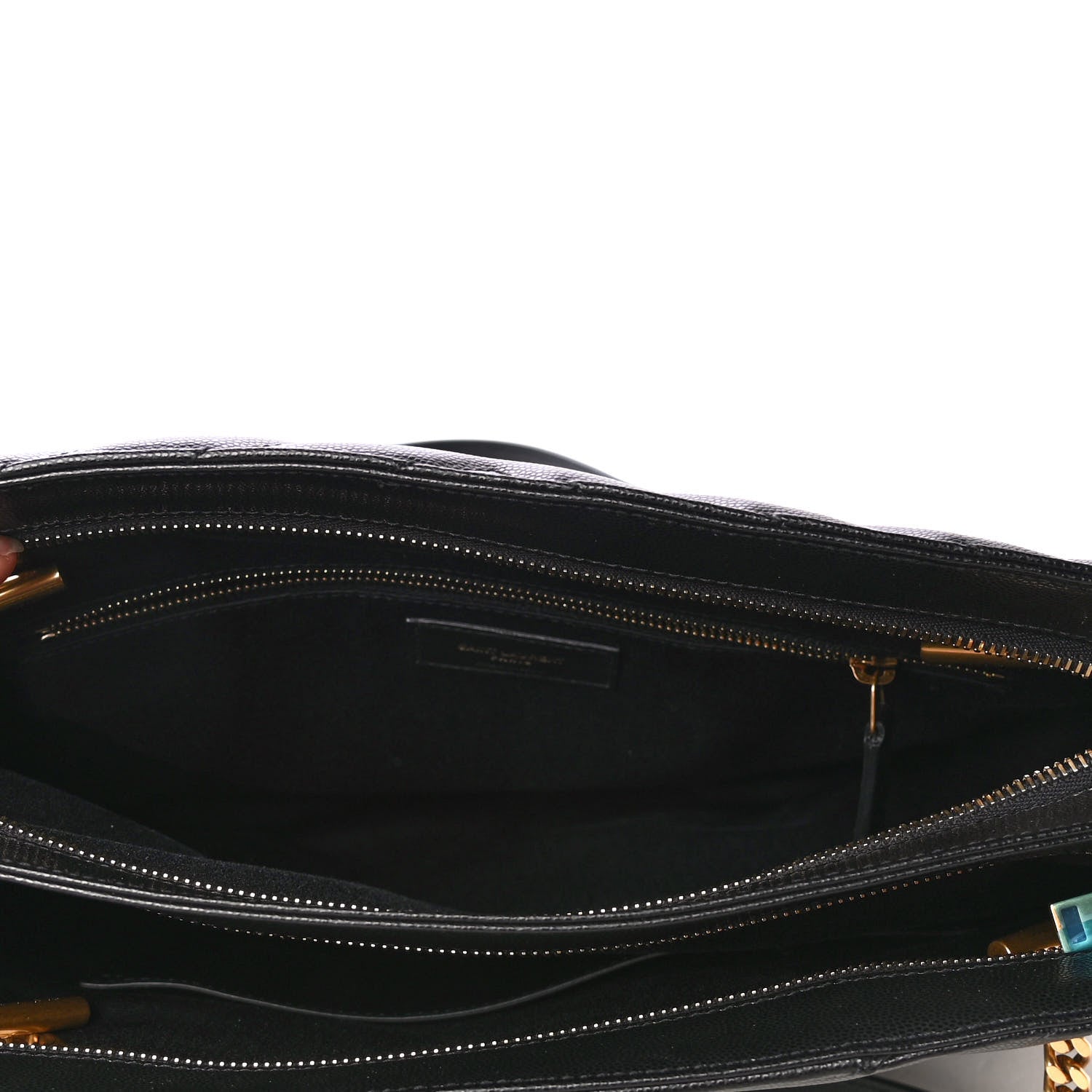 Saint Laurent Grain De Poudre Matelasse Chevron Medium Tribeca Shopping Bag Black 4 of 4