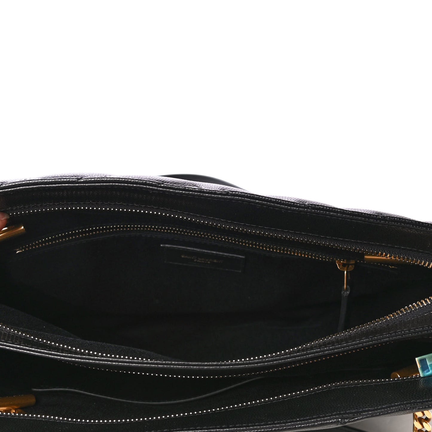 Grain De Poudre Matelasse Chevron Medium Tribeca Shopping Bag Black