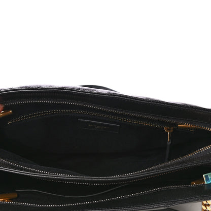 Saint Laurent Grain De Poudre Matelasse Chevron Medium Tribeca Shopping Bag Black 5 of 5