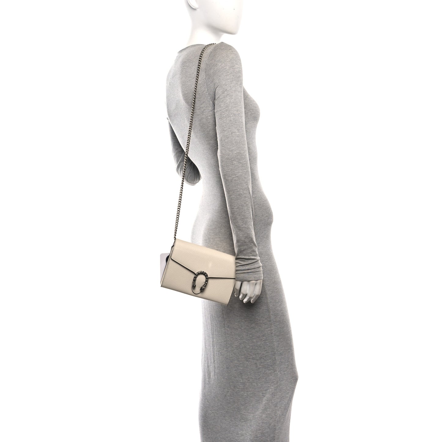 Dollar Calfskin Mini Dionysus Chain Wallet Mystic White Mystic White