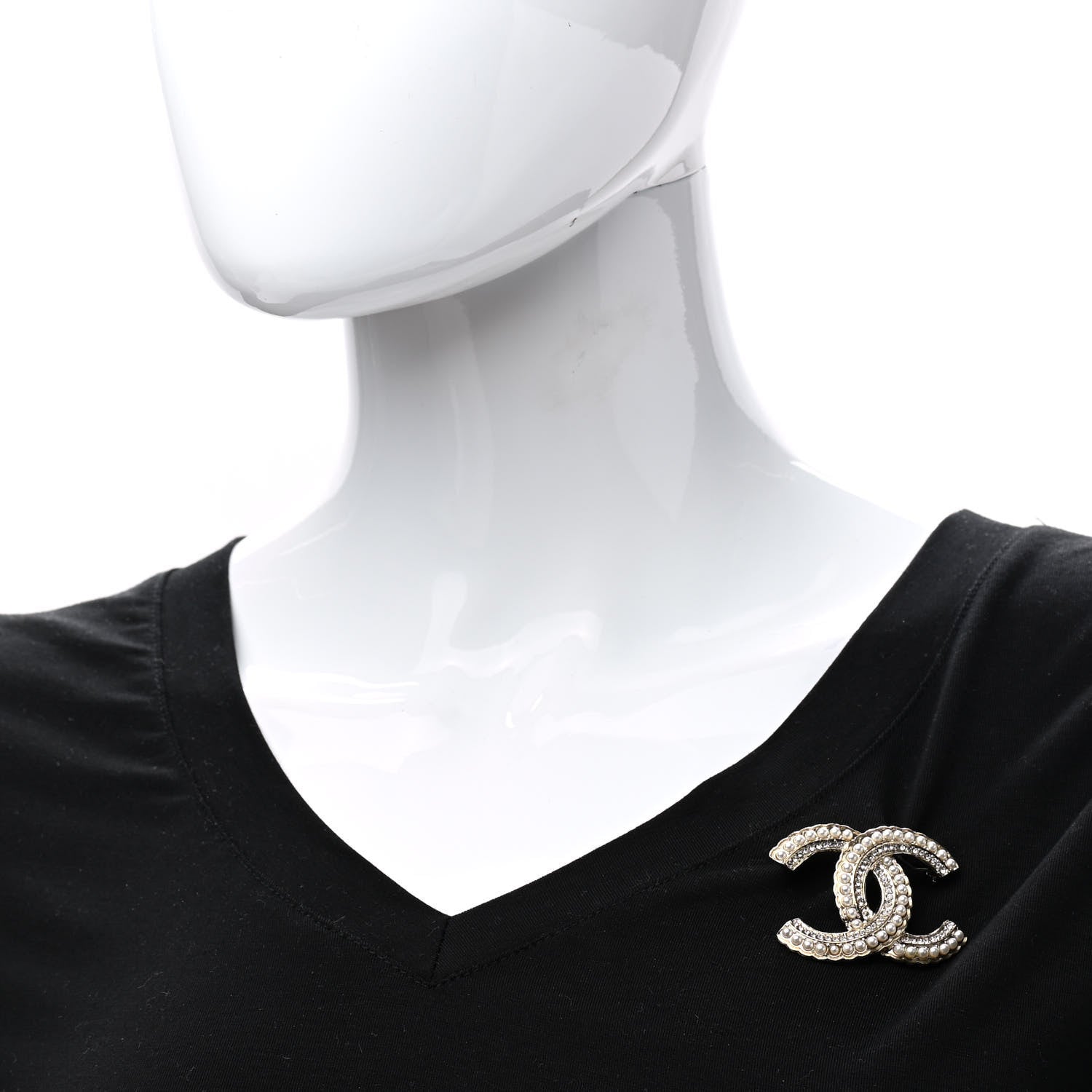 Chanel Pearl Crystal Queen of France CC Brooch Gold 2 of 5