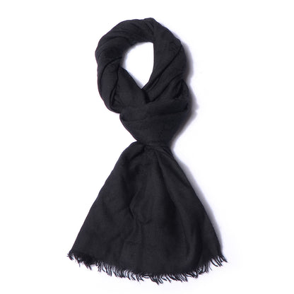Gucci Silk Wool Monogram Shawl Scarf Black 1 of 4