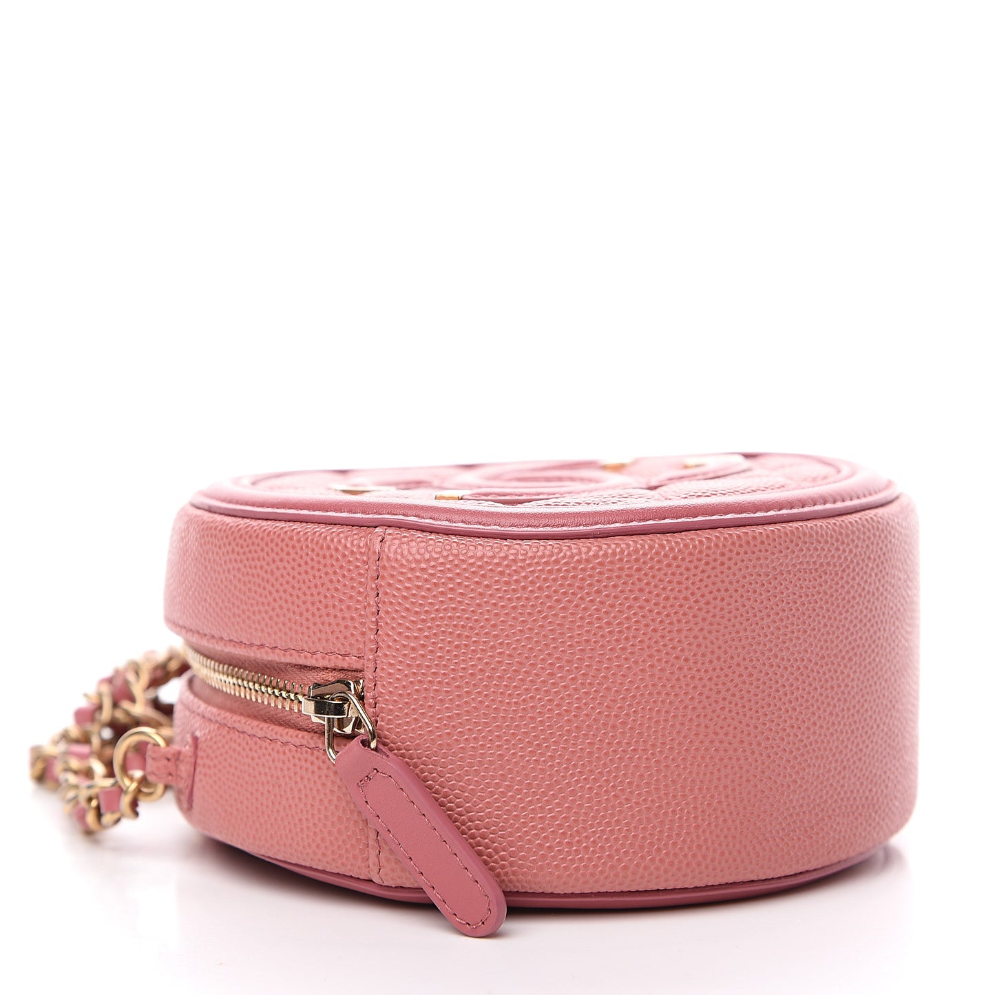 Caviar Quilted Round Filigree Crossbody Pink