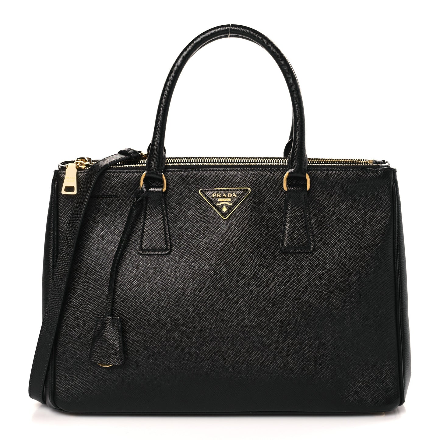 Saffiano Medium Galleria Double Zip Tote Black