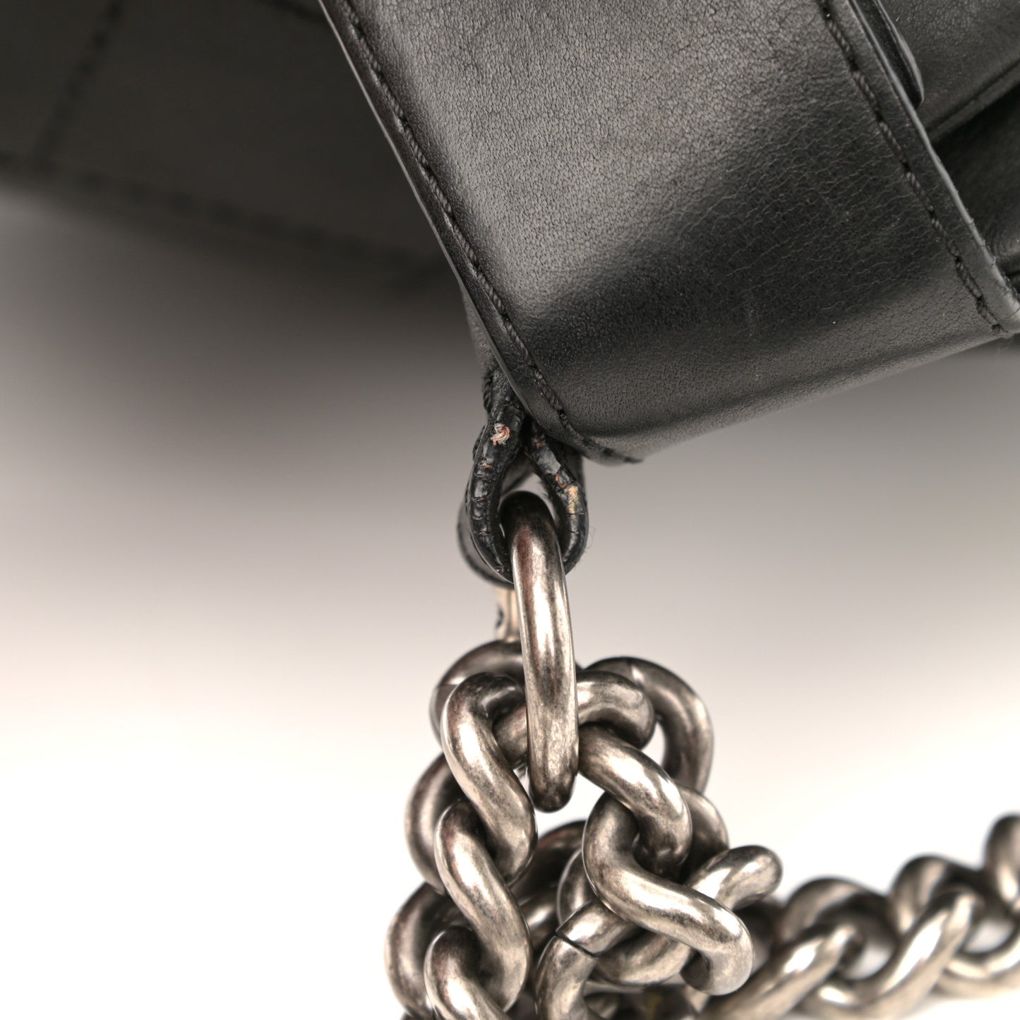 Calfskin Stitched Double Zip Hobo Black