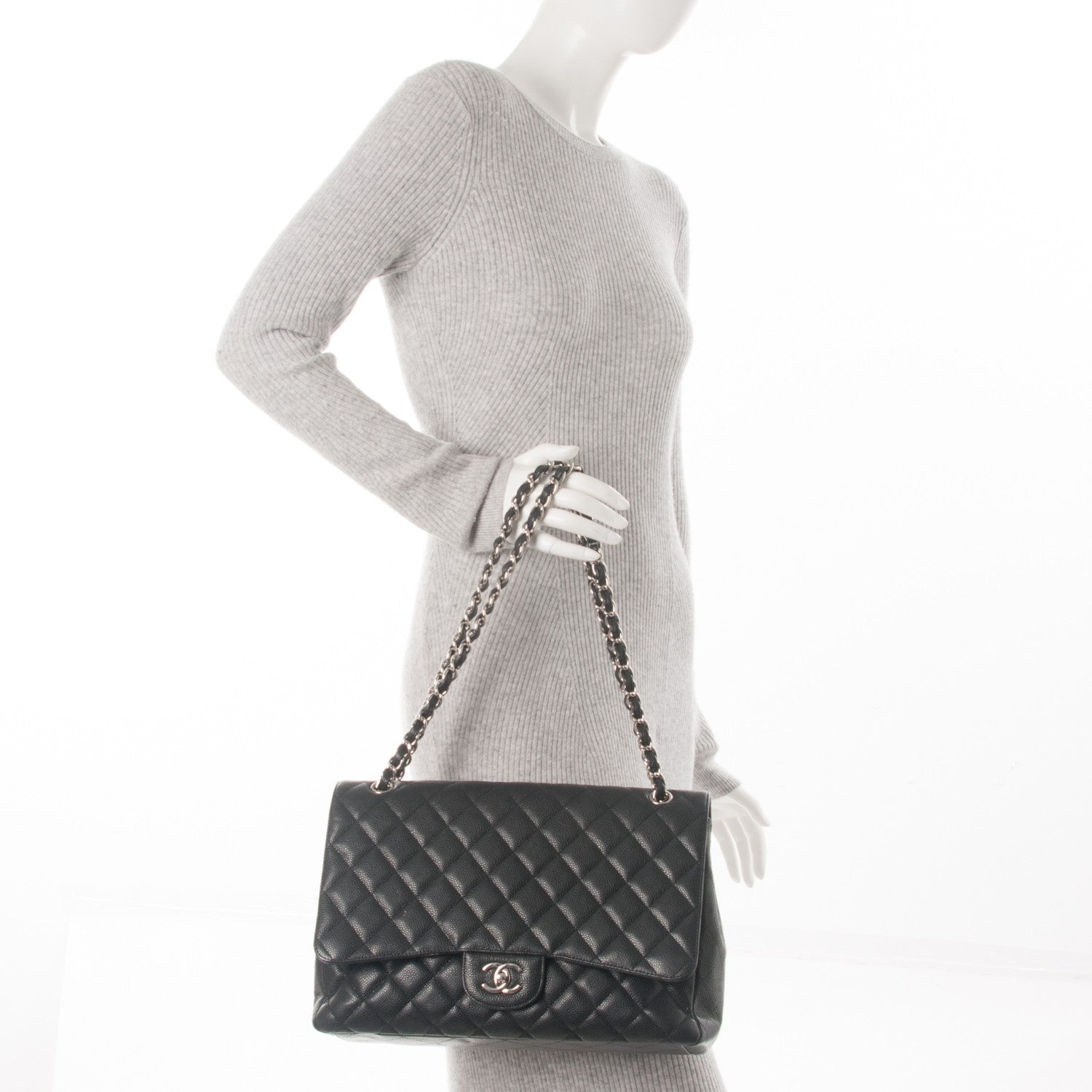 Chanel Caviar Quilted Maxi Single Flap Black 2 of 8