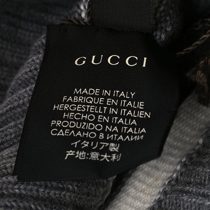 Gucci Wool Tricot Knit New Port Beanie Hat L Graphite Ivory 4 of 5