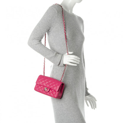 Chanel Lambskin Quilted Mini Rectangular Flap Dark Pink 2 of 11