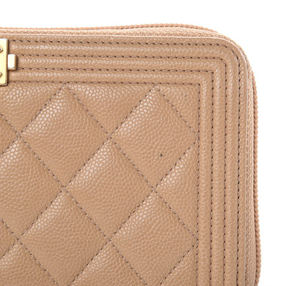 Chanel Caviar Quilted Boy Long Zip Around Wallet Beige 11 of 18