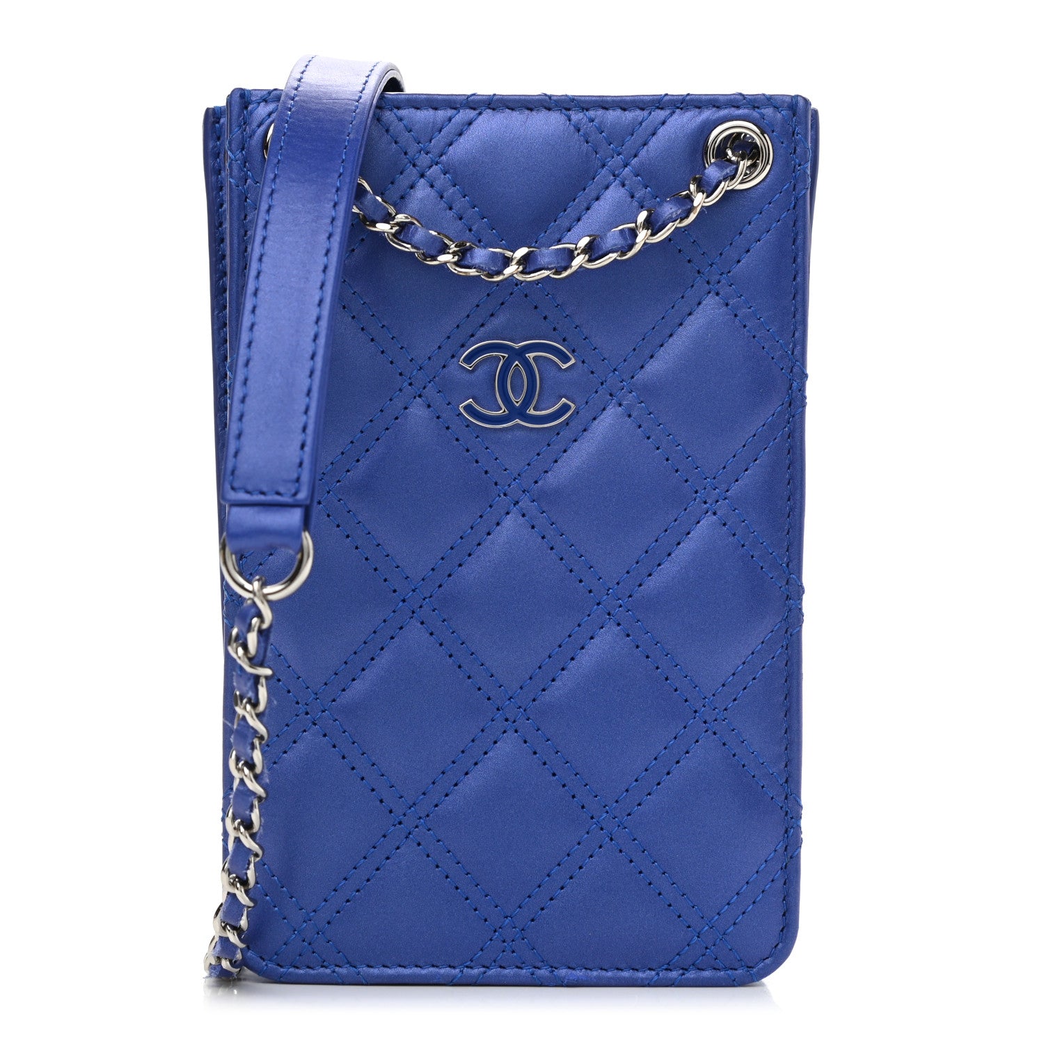Chanel Calfskin Quilted Crossbody CC Phone Holder Dark Blue 1 of 9