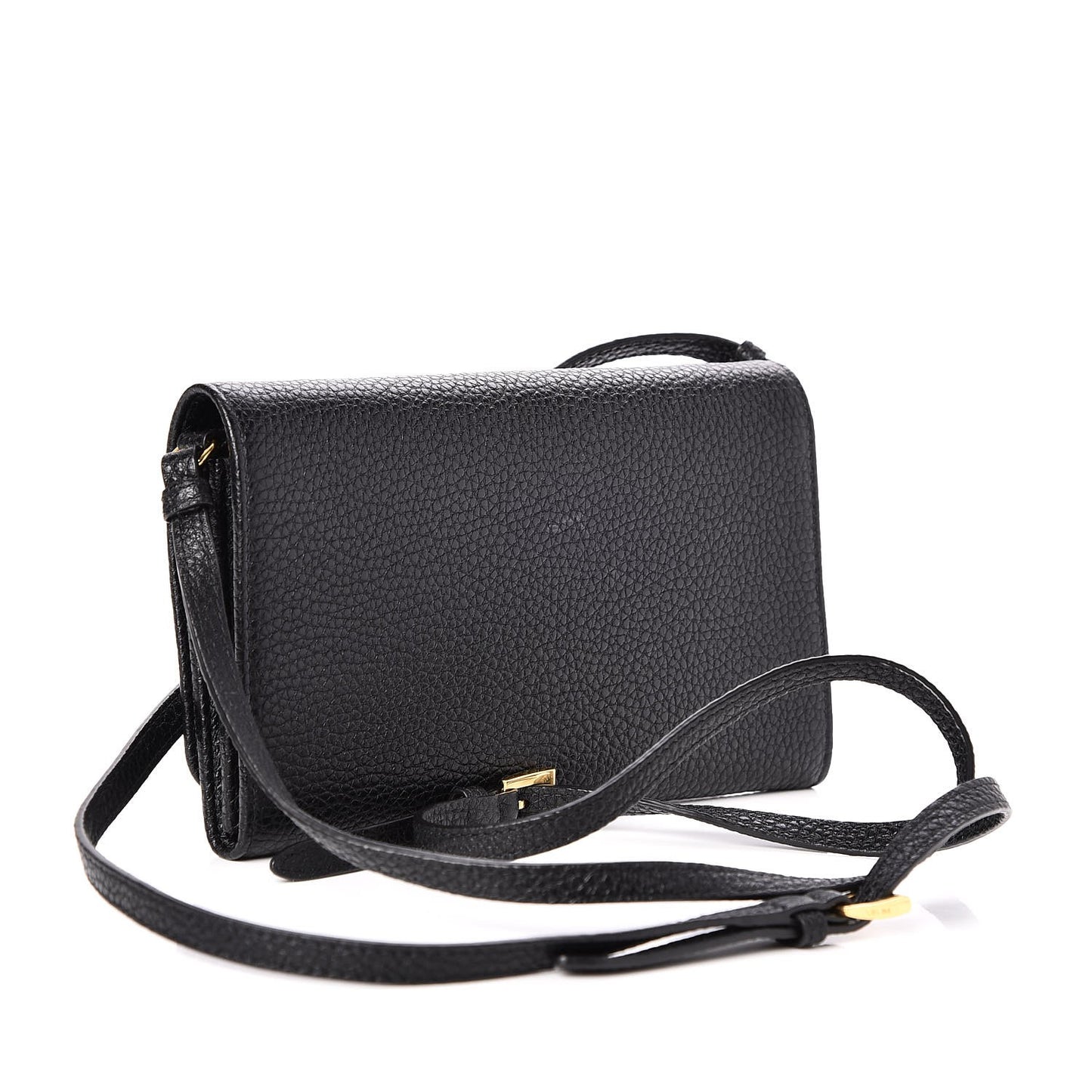 Vitello Grain Mini Crossbody Wallet Nero Black