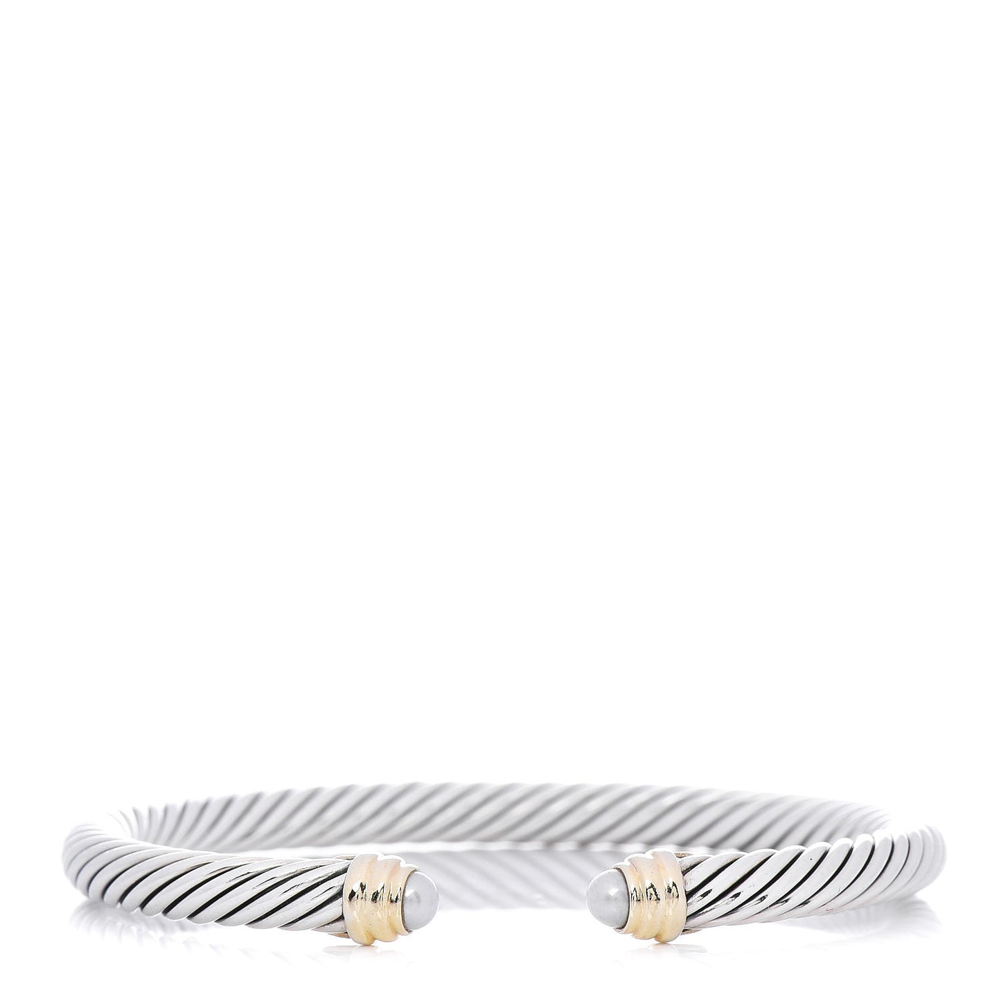 Sterling Silver 14K Yellow Gold Pearl 5mm Cable Classics Petite Color Bracelet