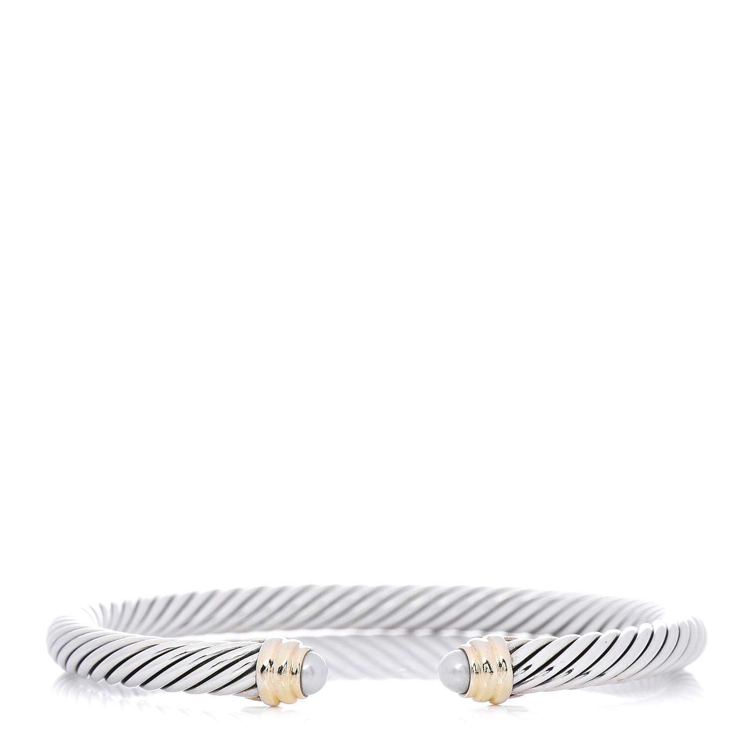 David Yurman Sterling Silver 14K Yellow Gold Pearl 5mm Cable Classics Petite Color Bracelet 1 of 5