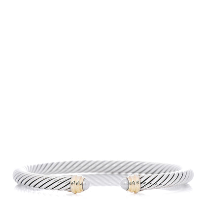 David Yurman Sterling Silver 14K Yellow Gold Pearl 5mm Cable Classics Petite Color Bracelet 1 of 5