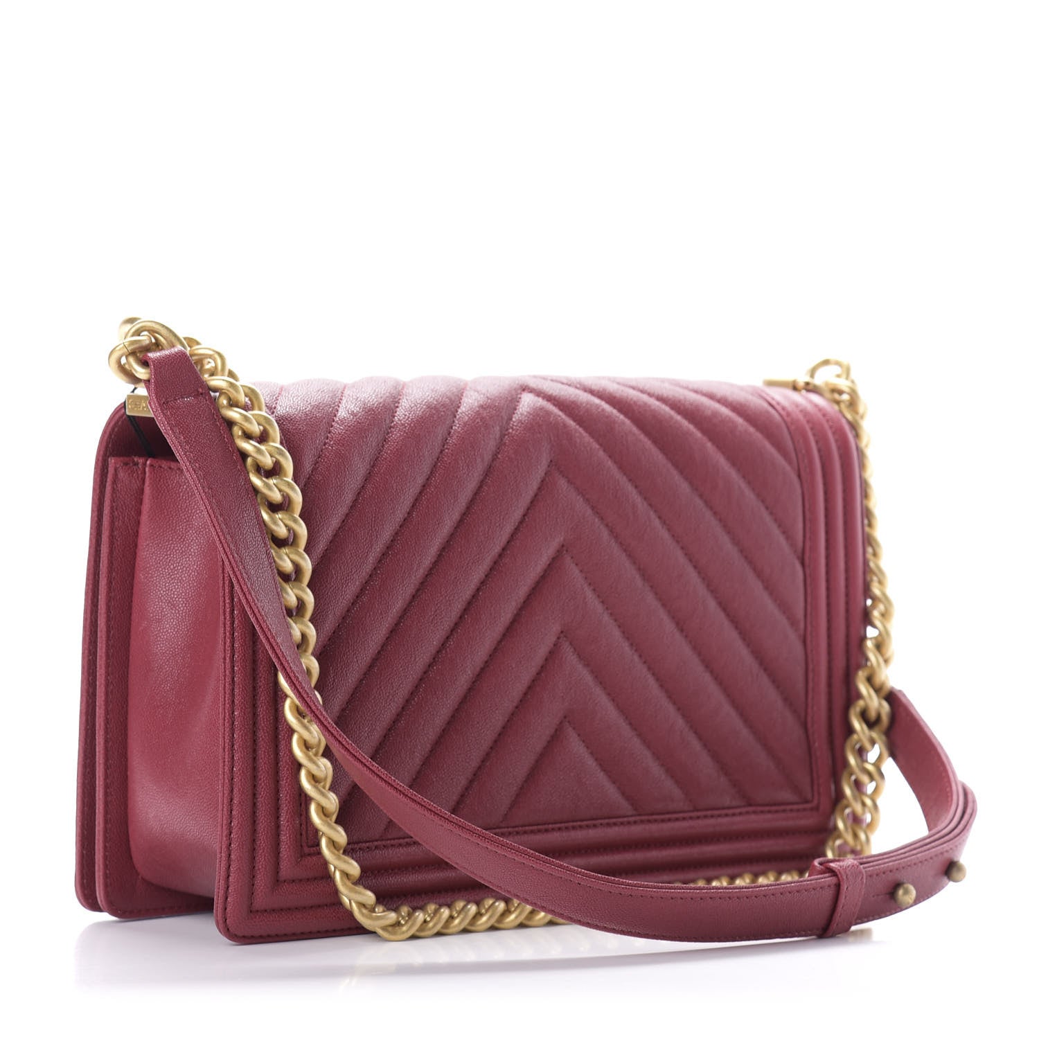 Chanel Caviar Chevron Quilted New Medium Boy Flap Red 3 of 12