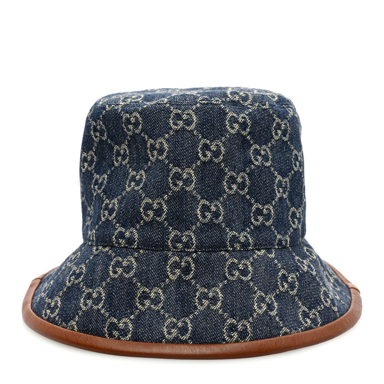 Gucci Washed Jacquard Denim Nappa GG Monogram Oscar Bucket Hat L Denim Cuir 3 of 8