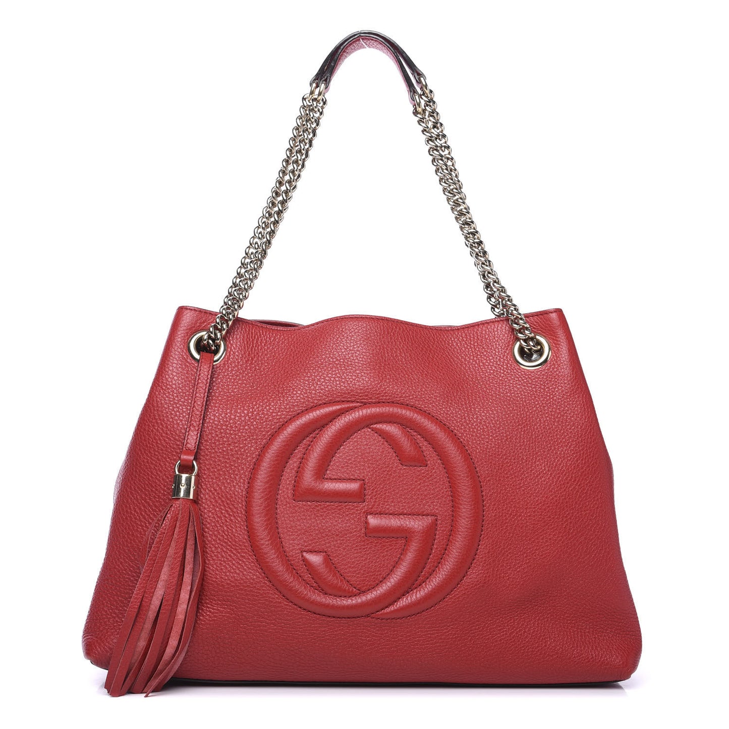 Pebbled Calfskin Medium Soho Chain Shoulder Bag Red