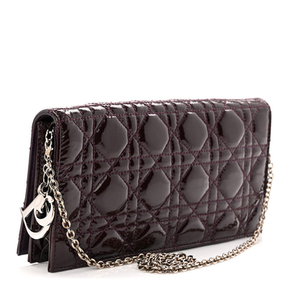 Christian Dior Patent Cannage Lady Dior Chain Wallet Purple 3 of 10